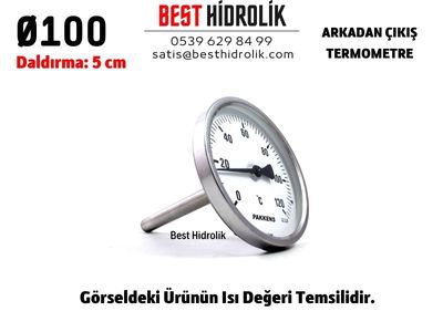 Ø100 0-200 °C Termometre Daldırma Boyu 5 cm Arkadan Bağlantılı G 1/2