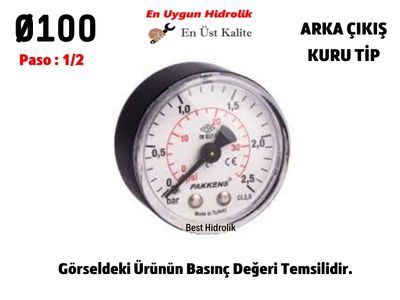 Ø100 250 Bar ARKADAN ÇIKIŞLI KURU MANOMETRE