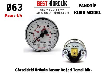 Ø63 1 Bar ARKADAN ÇIKIŞLI PANO TİP KURU MANOMETRE