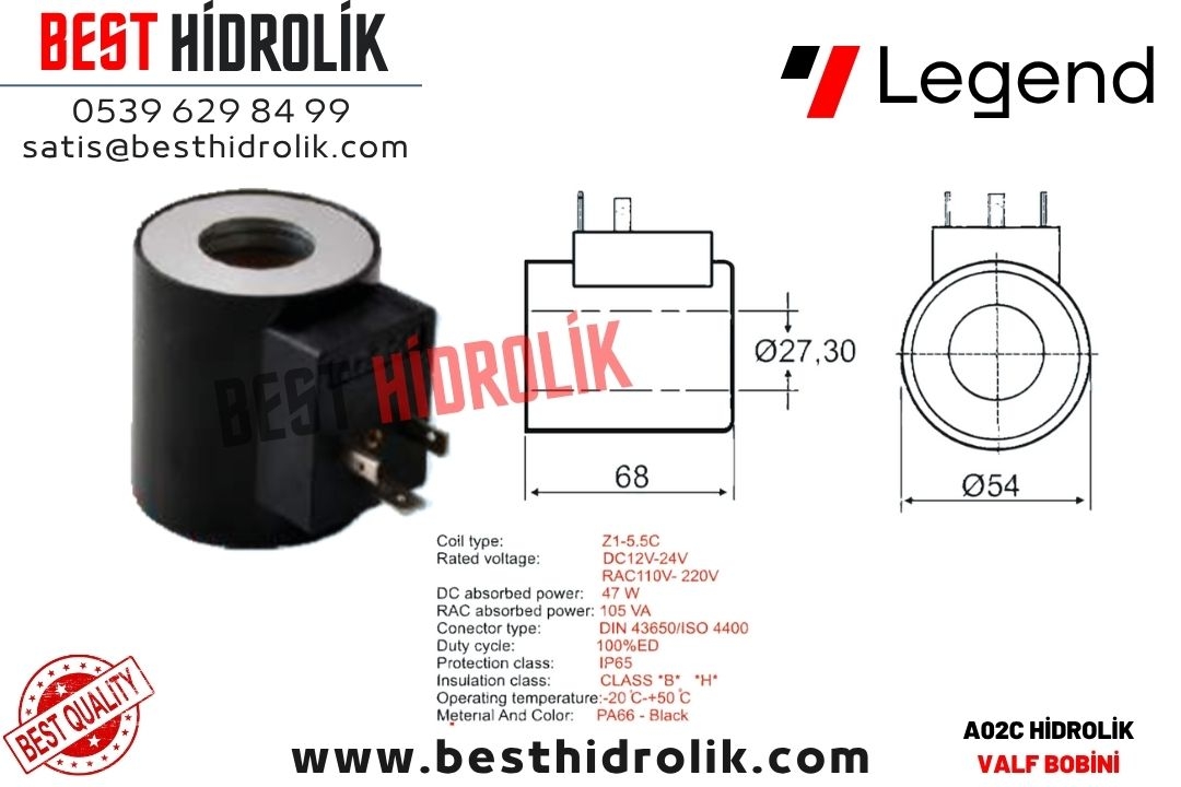 27.30 mm HİDROLİK BOBİN  12V - 220V - 24 V