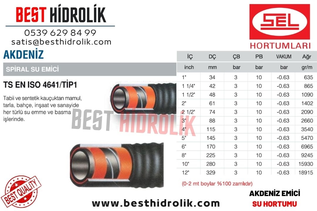 SEL 2 1/2 ’’ AKDENİZ EMİCİ TELLİ SU HORTUMU