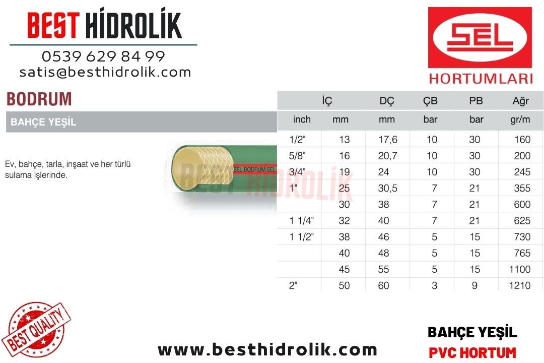 BODRUM 1/2 ’’ YEŞİL BAHÇE SULAMA HORTUM