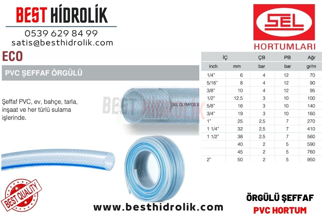 ECO 1 ’’ PVC ŞEFFAF ÖRGÜLÜ BAHÇE SULAMA HORTUM