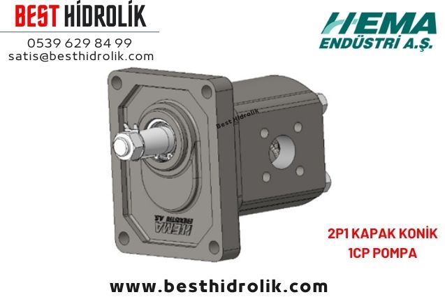 28cc 1CP SERİSİ 2P1 KAPAK HİDROLİK DİŞLİ POMPA KONİK MİL SOL DÖNÜŞ 40,6 LT/DK 1CP110576M