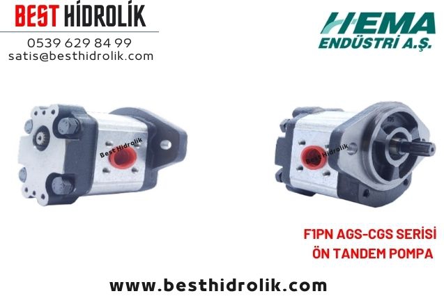 8,2cc HEMA HİDROLİK ÖN TANDEM POMPA KONİK MİL SOL DÖNÜŞ 12 LT/DK F1PN 082.AGS3
