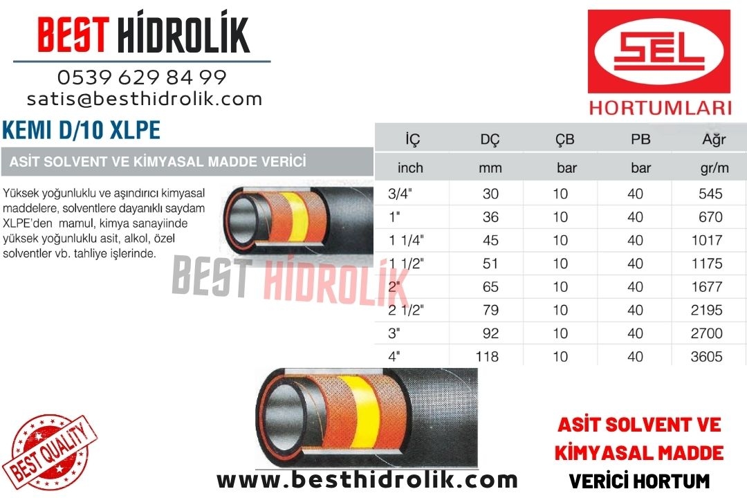 SEL 2 ’’ KEMİ D/10 XLPE KİMYASAL MADDE VERİCİ HORTUMU