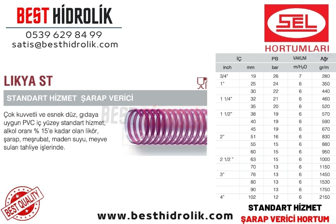 LIKYA ST 35MM STANDART HİZMET ŞARAP VERİCİ SPİRAL HORTUM