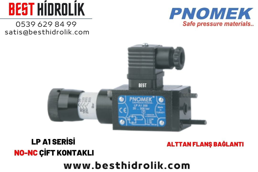 Pnomek 20 - 400 bar Alttan Flanş Bağlantılı Basınç Şalteri ( Anahtarı ) ( LP A1 400 )