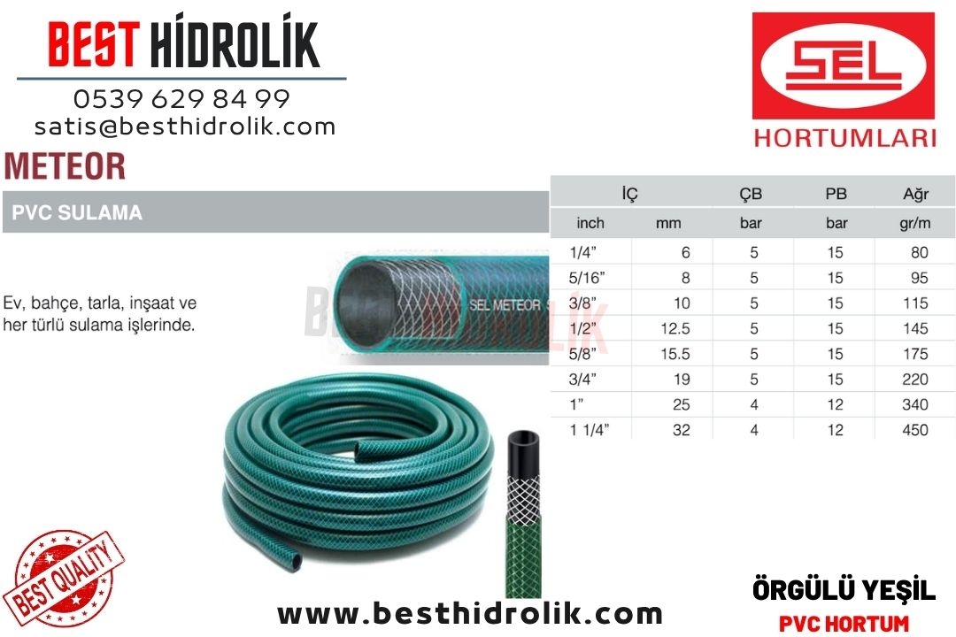 METEOR 1/4 ’’ PVC SULAMA HORTUMU