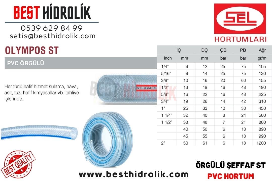 OLYMPOS ST 1/4 PVC ÖRGÜLÜ HORTUM