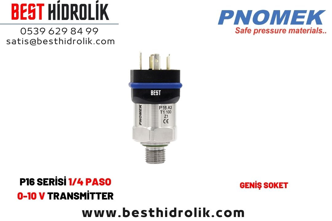 Pnomek 0 - 250 bar 0-10 V  1/4 Basınç Transmitteri ( P16 A3 T1 250 Z2 )