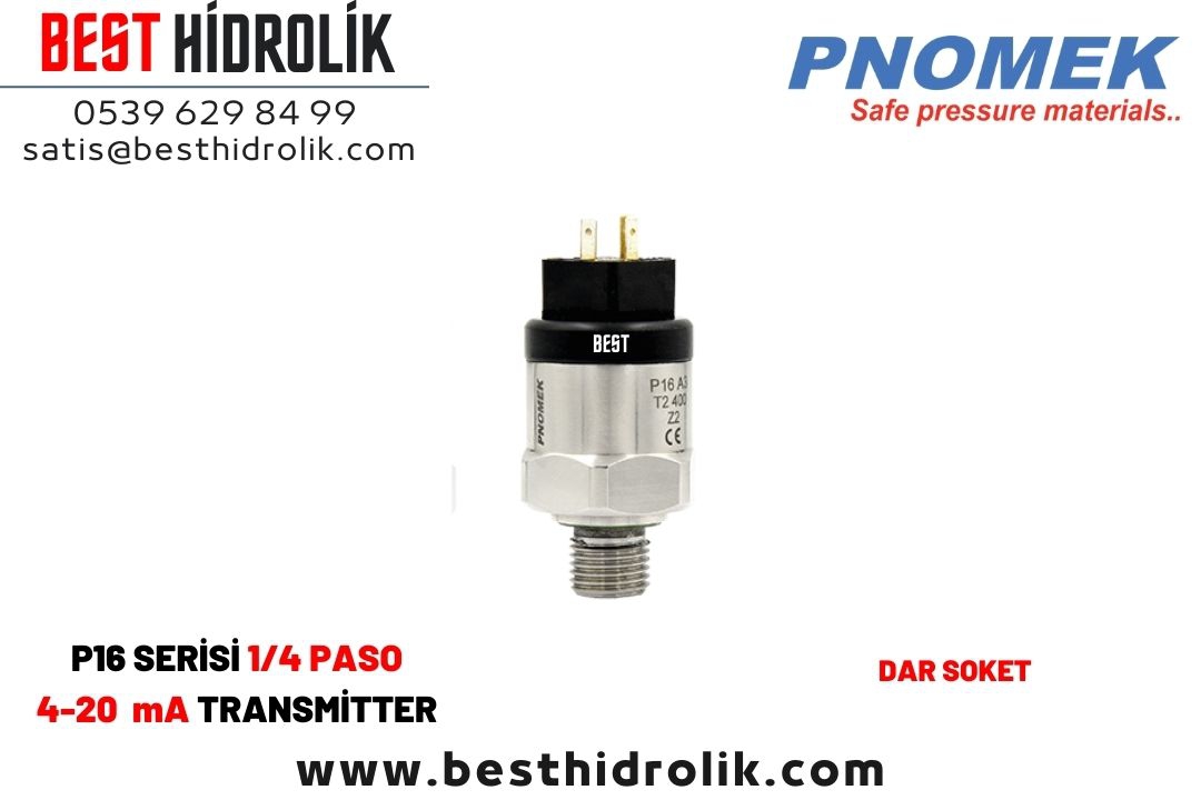 Pnomek 0 - 1,6 bar 4-20 mA  1/4 Basınç Transmitteri ( P16 A3 T2 1,6 Z1 )