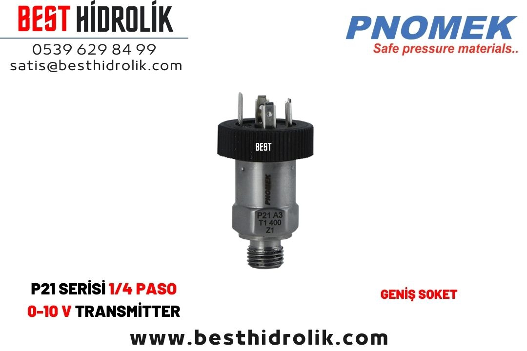 Pnomek 0 - 10 bar 0-10 V  1/4 Basınç Transmitteri ( P21 A3 T1 10 Z2 )