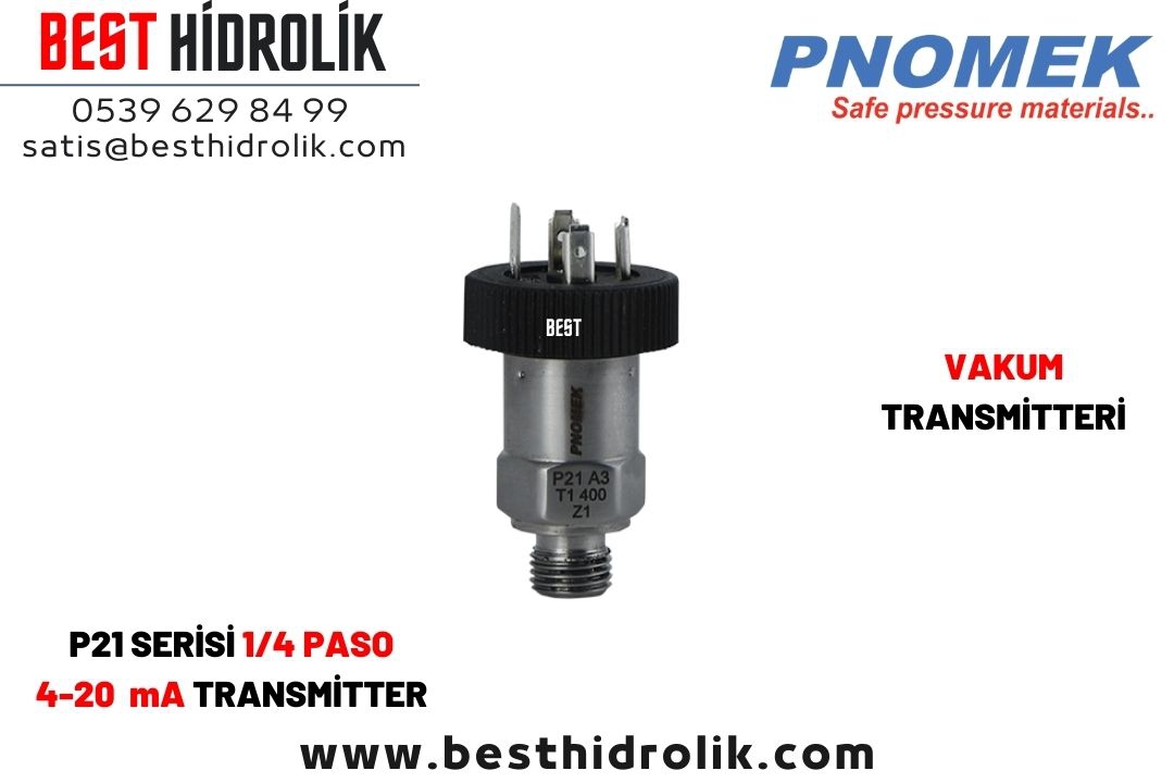 Pnomek -1 - 0 bar 4-20 Ma  1/4 Vakum Transmitteri ( P21 A3 T1 V0 Z1 )