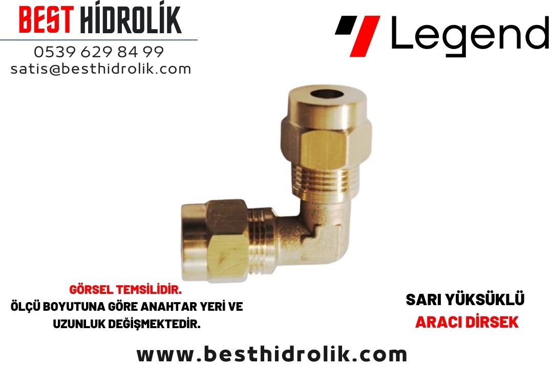 10 x 10 mm Sarı Yüksüklü Aracı Çift Taraf Dirsek
