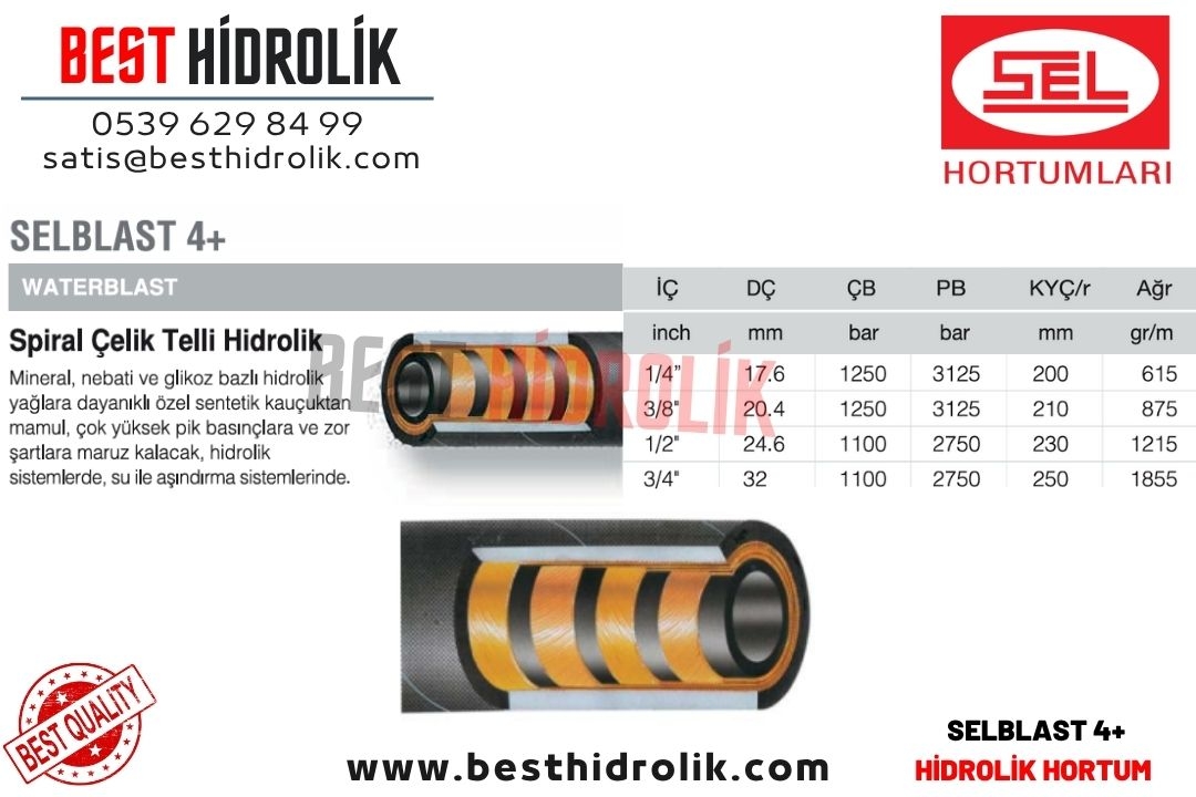 SEL 1/2 ’’ SELBLAST 4+ HİDROLİK HORTUM WATERBLAST