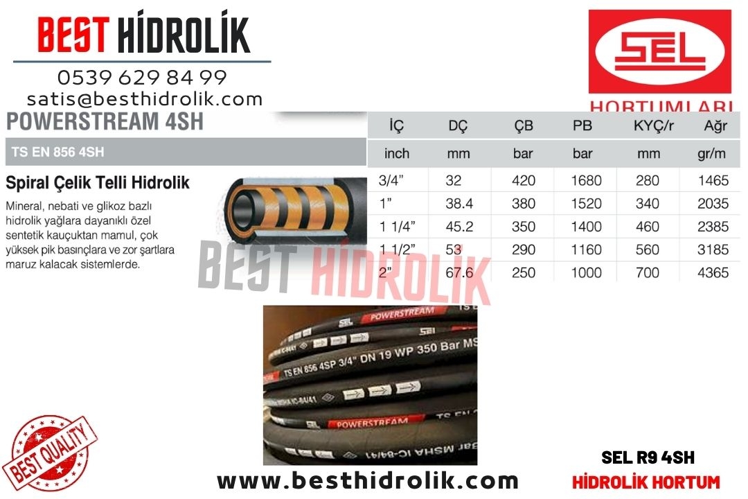 SEL 3/4 ’’ R9 HİDROLİK HORTUM POWERSTREAM 4SH