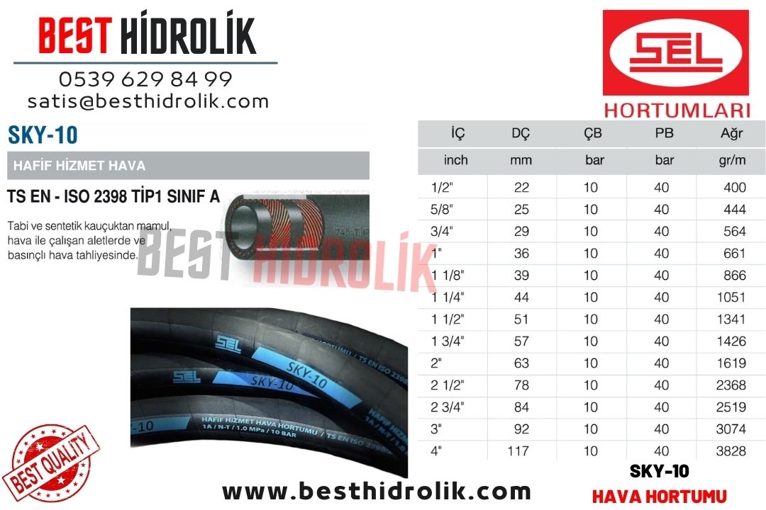 SEL 1 ’’ SKY 10 HAFİF HİZMET HAVA HORTUMU