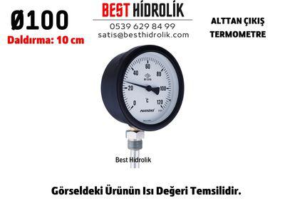 Ø100 -30 +60 °C Termometre Daldırma Boyu 10 cm Alttan Bağlantılı G 1/2