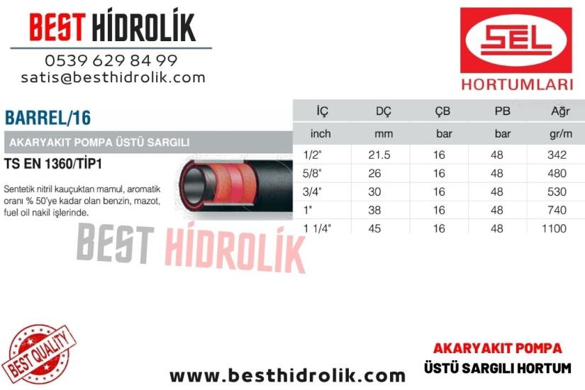 TSE BARREL/16 1/2 ’’ ÜSTÜ SARGILI AKARYAKIT POMPA HORTUMU