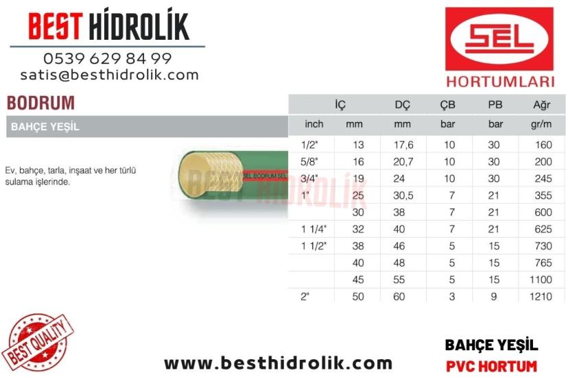 BODRUM 1/2 ’’ YEŞİL BAHÇE SULAMA HORTUM
