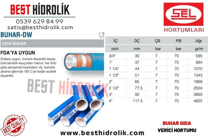 SEL 3/4 ’’ BUHAR-DW BUHAR VERİCİ HORTUMU GIDAYA UYGUN
