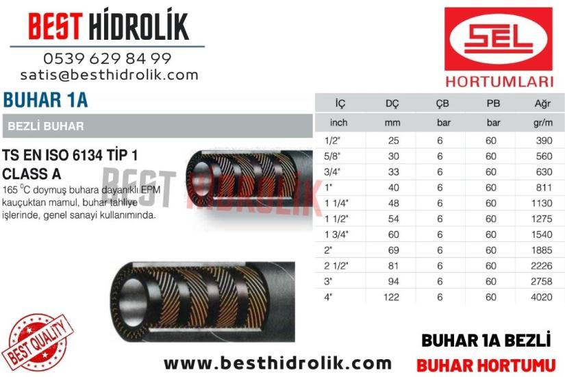 SEL BUHAR 1A 1/2 ’’ BEZLİ BUHAR HORTUMU TSE li