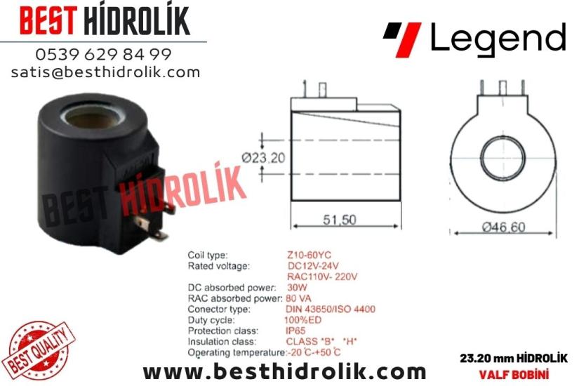 23.20 MM HİDROLİK BOBİN 12V - 24 V -220 V