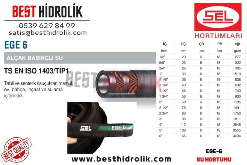 SEL 1/2 ’’ EGE 6 ALÇAK BASINÇLI SU HORTUMU