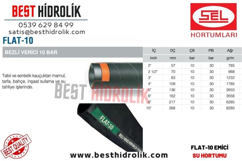 SEL 8 ’’ FLAT-10 BEZLİ VERİCİ SU HORTUMU 10 BAR