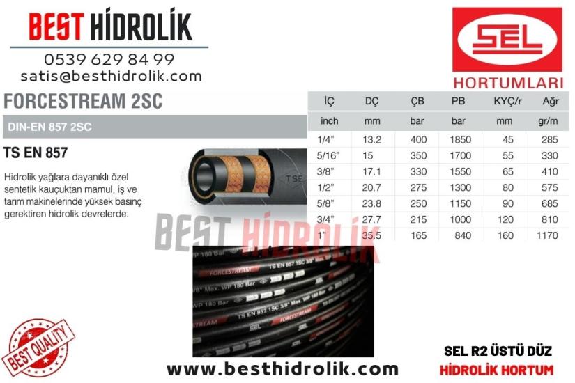 SEL 1/4 ’’ R2 HİDROLİK HORTUM FORCESTREAM 2SC