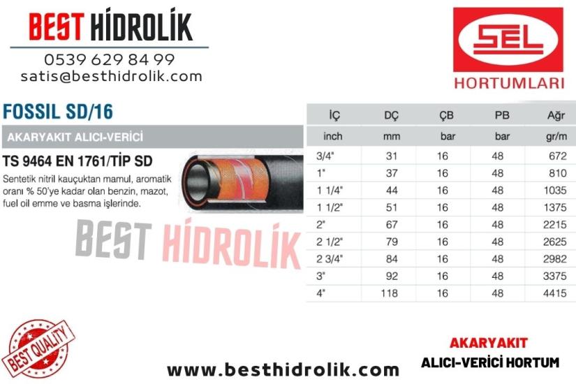 SEL 3/4 ’’ FOSSİL SD/16 AKARYAKIT ALICI VERİCİ HORTUMU
