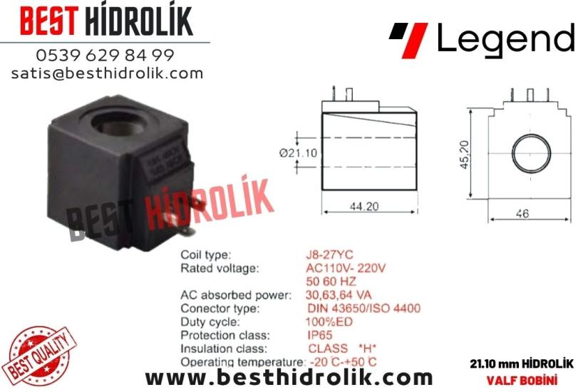 NG 6 21.10 mm HİDROLİK BOBİN PLASTİK 220 V - 110 V AC