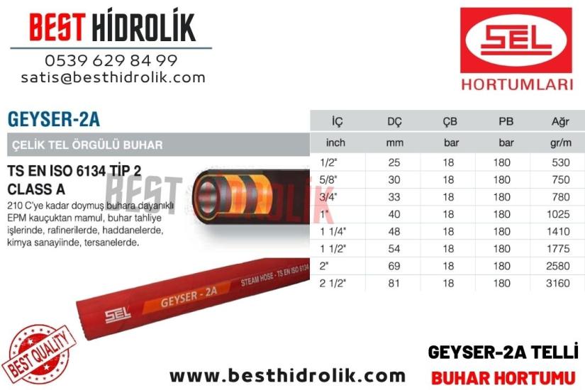 SEL GEYSER-2A 1/2 ’’ ÇELİK TEL ÖRGÜLÜ BUHAR HORTUMU TSE li