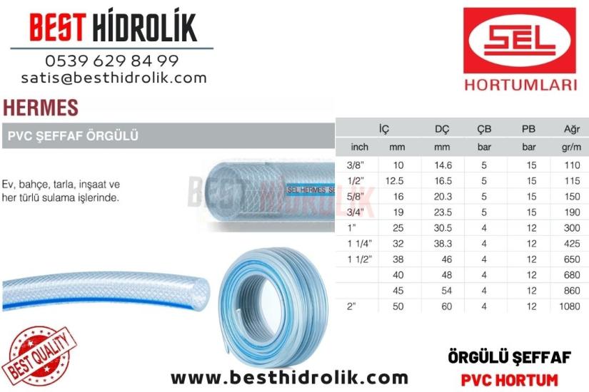 HERMES 3/8 ’’ PVC ŞEFFAF ÖRGÜLÜ BAHÇE SULAMA HORTUM