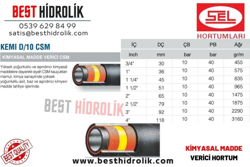 SEL 3/4 ’’ KEMİ D/10 CSM KİMYASAL MADDE VERİCİ HORTUMU