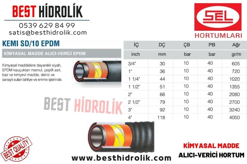 SEL 3/4 ’’ KEMİ SD/10 EPDM KİMYASAL MADDE ALICI VERİCİ HORTUMU
