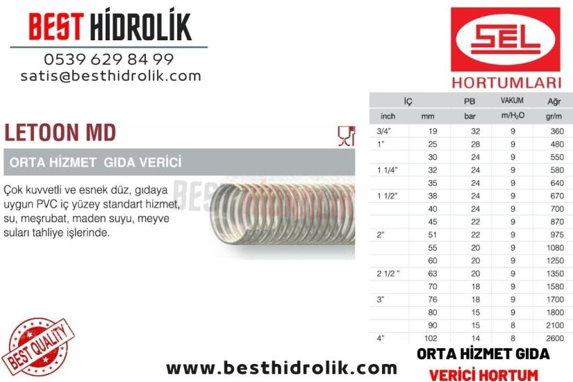 LETOON MD 3/4 ORTA HİZMET GIDA VERİCİ SPİRAL HORTUM