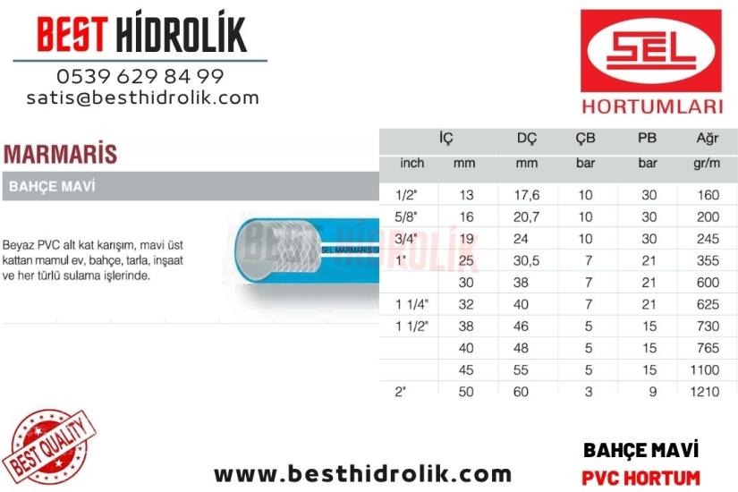 MARMARİS 1/2 ’’ MAVİ BAHÇE SULAMA HORTUM