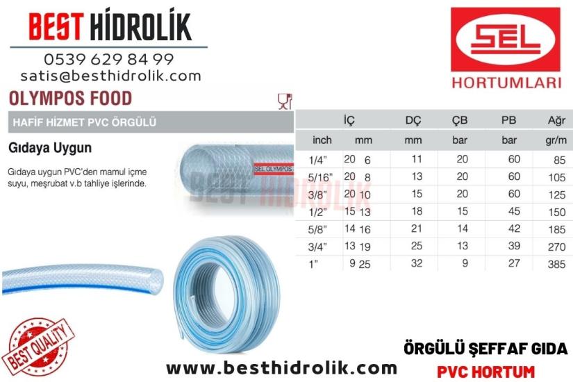 OLYMPOS FOOD 1/4 HAFIF HIZMET PVC ÖRGÜLÜ HORTUM