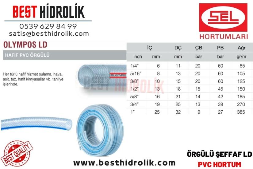 OLYMPOS LD 1/4 HAFIF PVC ÖRGÜLÜ ŞEFFAF HORTUM
