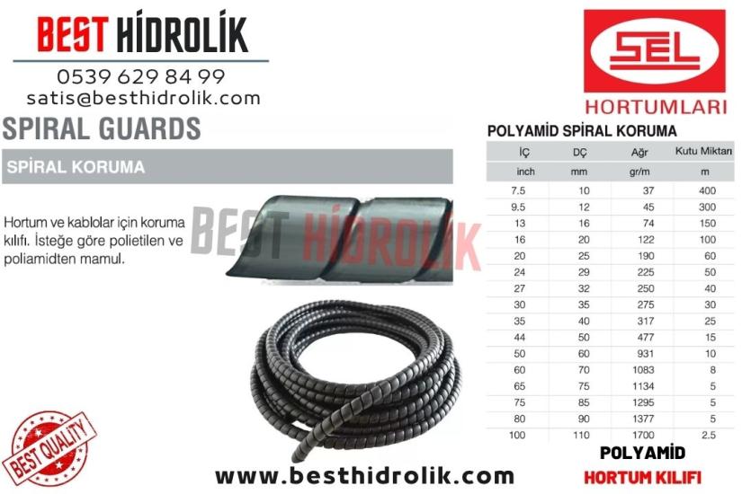SPIRAL GUARDS içi: 100 mm HİDROLİK HORTUM KORUMA KILIFI POLYAMİD