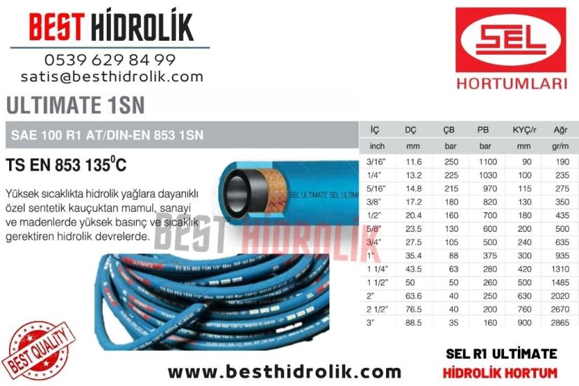 SEL 3/16 ’’ R1 HİDROLİK HORTUM ULTİMATE 1SN 135°C