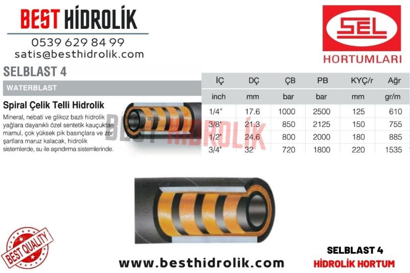 SEL 1/4 ’’ SELBLAST 4 HİDROLİK HORTUM WATERBLAST