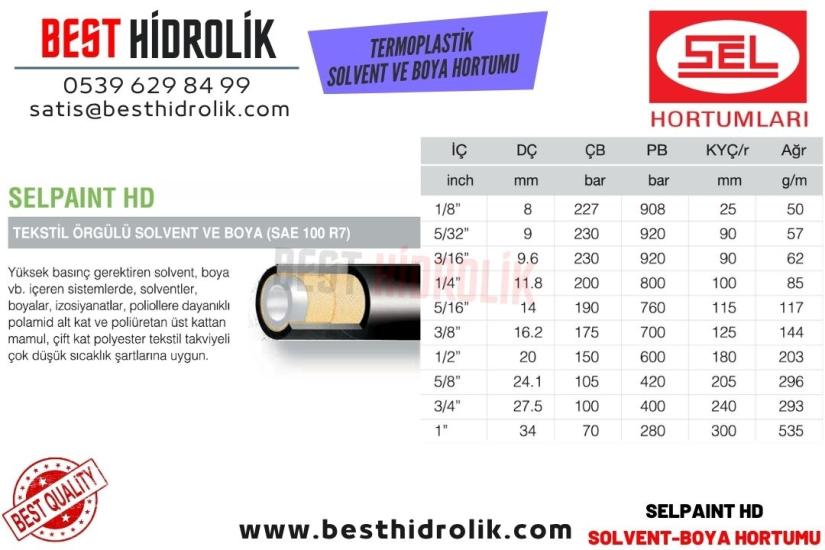 SELPAINT HD 1/8 ’’ TEKSTİL ÖRGÜLÜ SOLVENT VE BOYA HORTUMU
