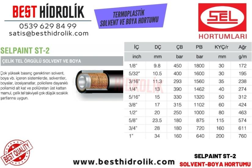 SELPAINT ST-2 1/8 ’’ ÇELİK TEL ÖRGÜLÜ SOLVENT VE BOYA HORTUMU