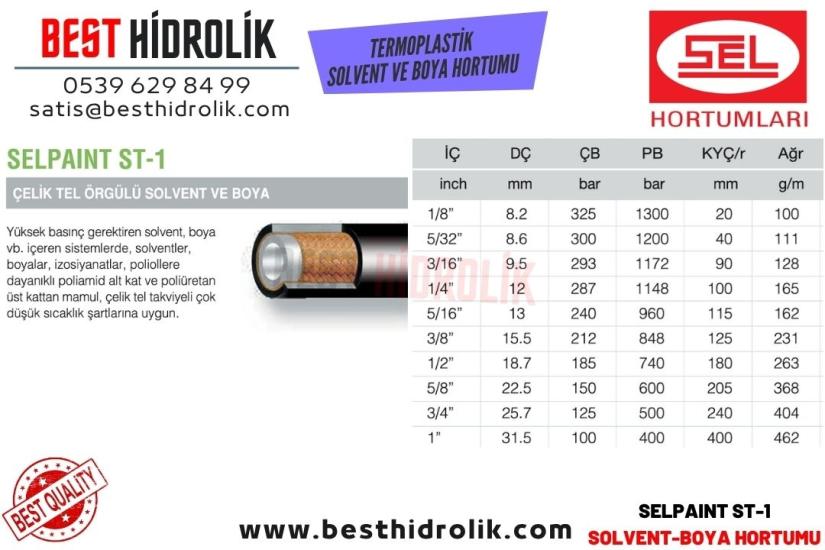 SELPAINT ST-1 1/8 ’’ ÇELİK TEL ÖRGÜLÜ SOLVENT VE BOYA HORTUMU