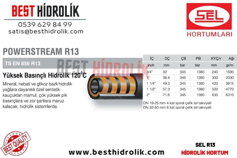SEL 3/4 ’’ R13 YÜKSEK BASINÇ HİDROLİK HORTUM POWERSTREAM 120°C