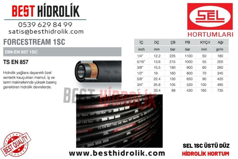 SEL 1/4 ’’ R1 HİDROLİK HORTUM FORCESTREAM 1SC