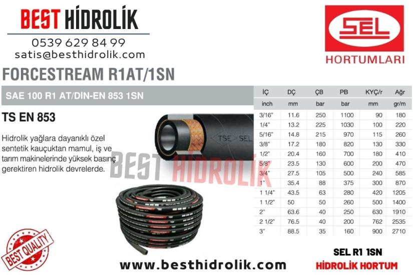 SEL 3/16 ’’ R1 HİDROLİK HORTUM FORCESTREAM 1SN